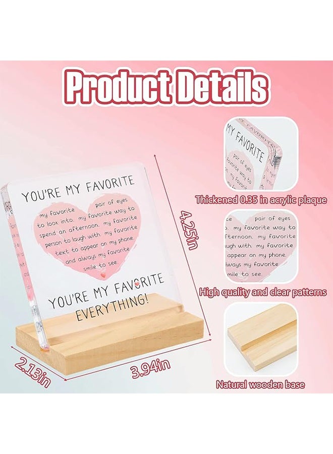 Happy D Appreciation Gift for Her Him Anniversary Valentine's Day Couple Gift for Boyfriend Girlfriend I Love You Transparent Desk Decoration Sign Wedding Home Office Souvenir Gift Acrylic Sign with Wooden Stand - Image 2
